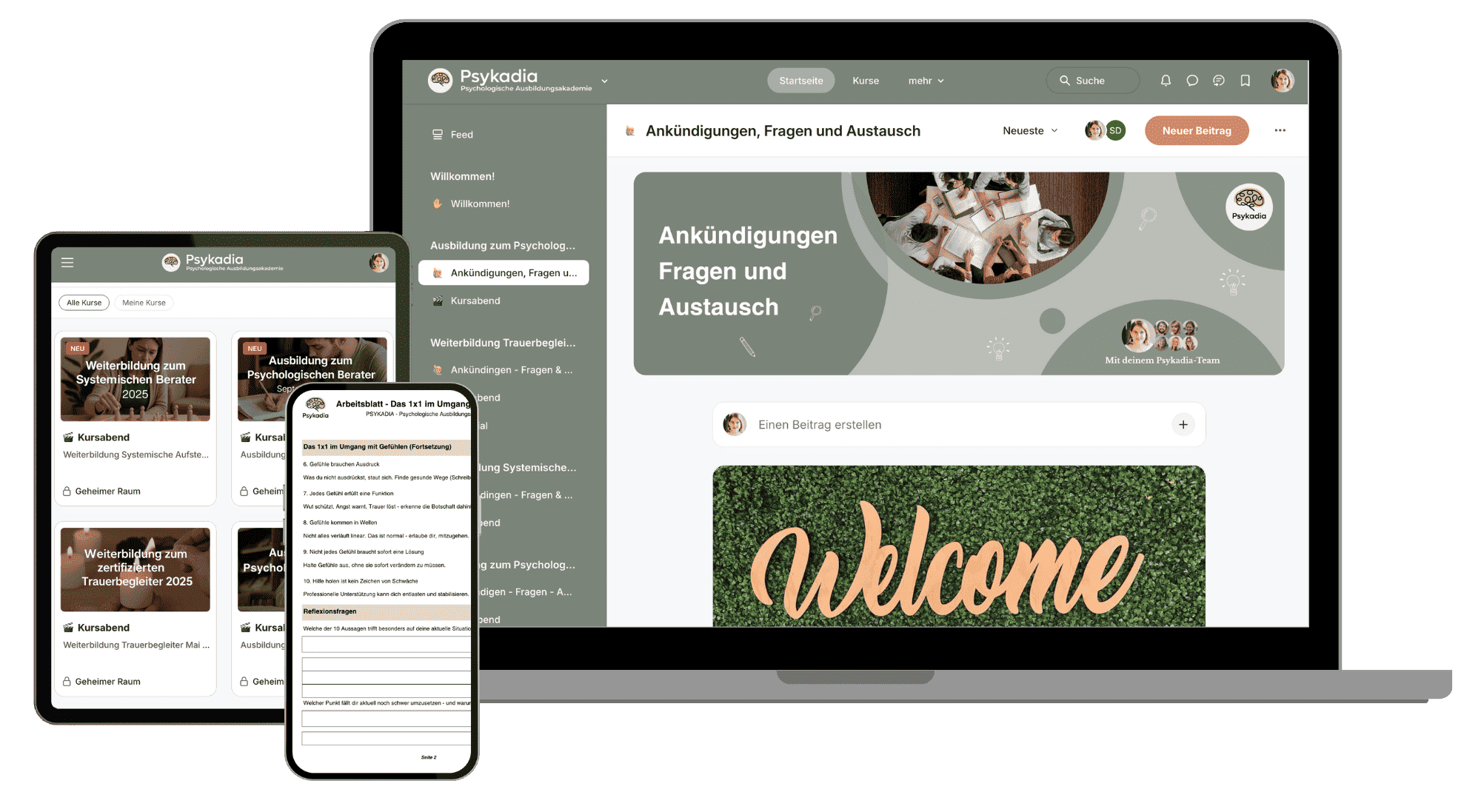 Online-Campus-Mockup, Masterclass Praxisaufbau für Berater