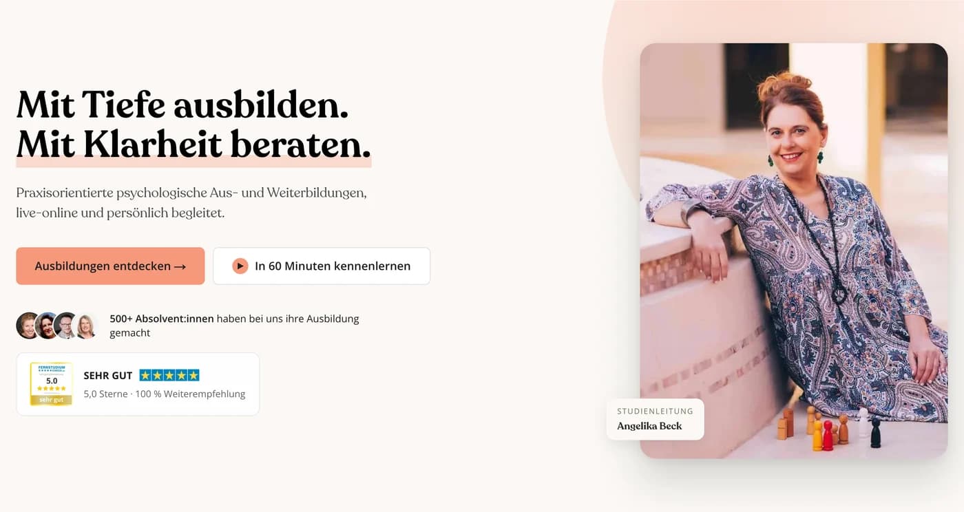 Screenshot der Startseite von psykadia.de